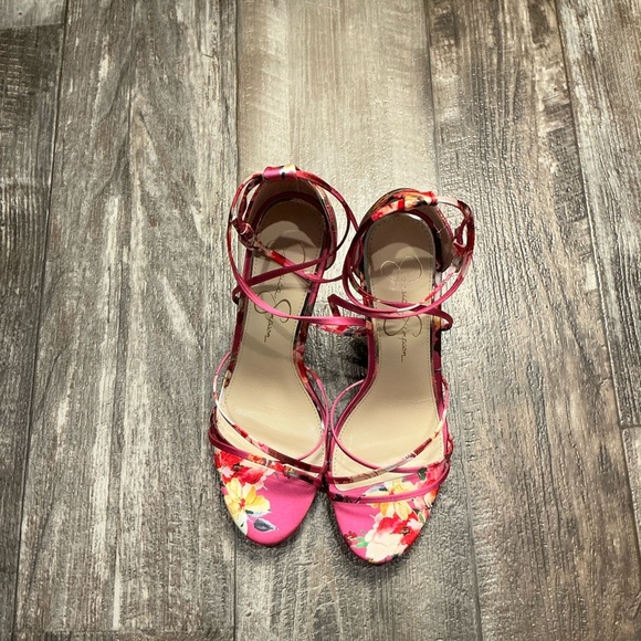 Jessica Simpson Vibrant Pink Floral Heels Size 8.5 - Picture 14 of 16
